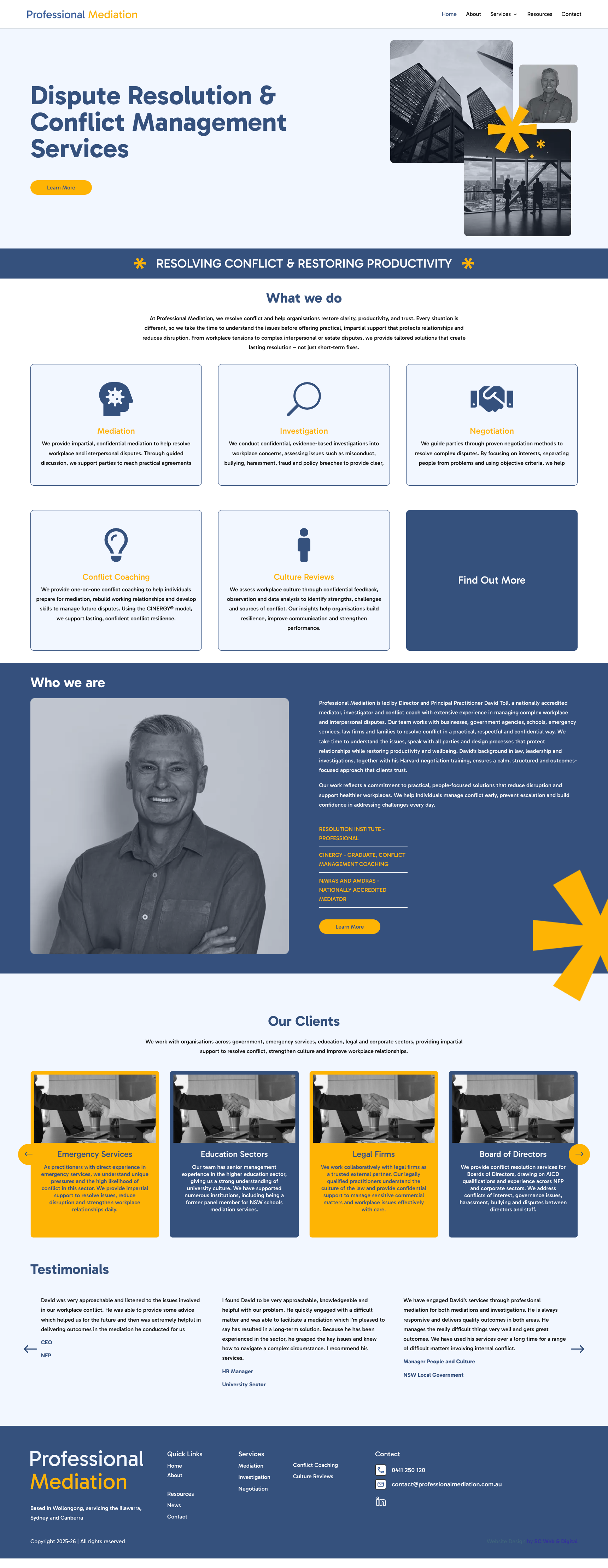 Professional Mediation service website screenshot