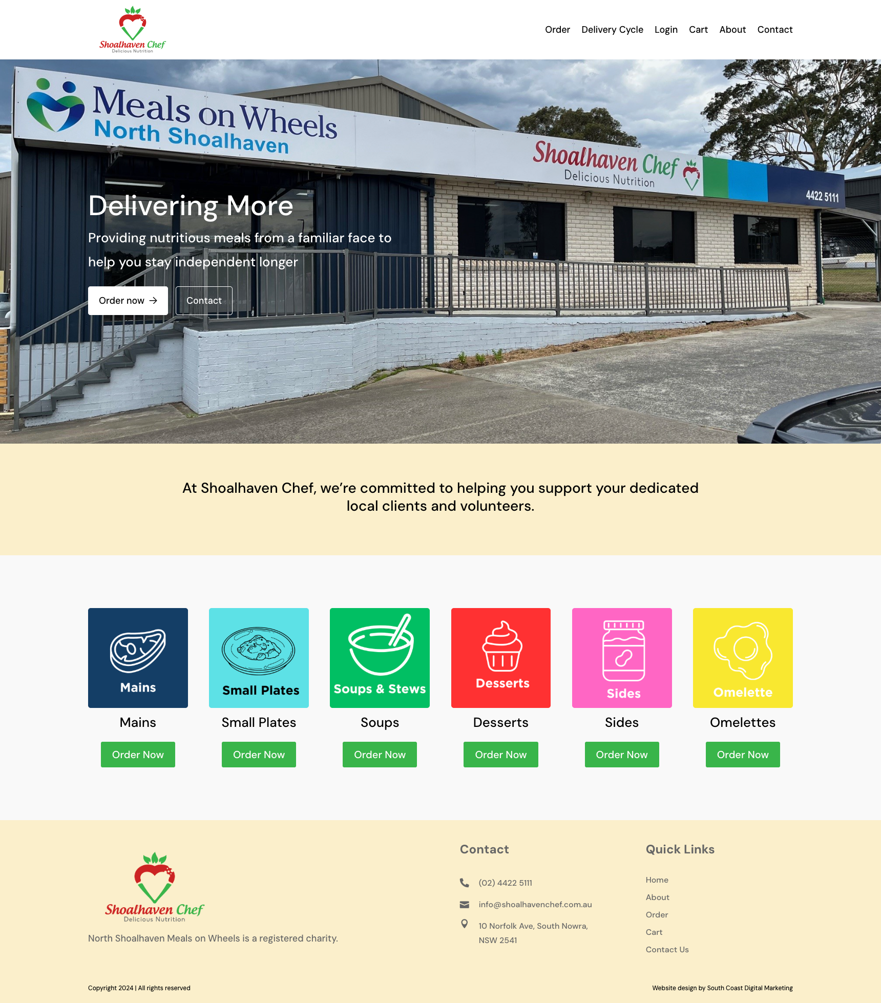 Shoalhaven Chef website screenshot