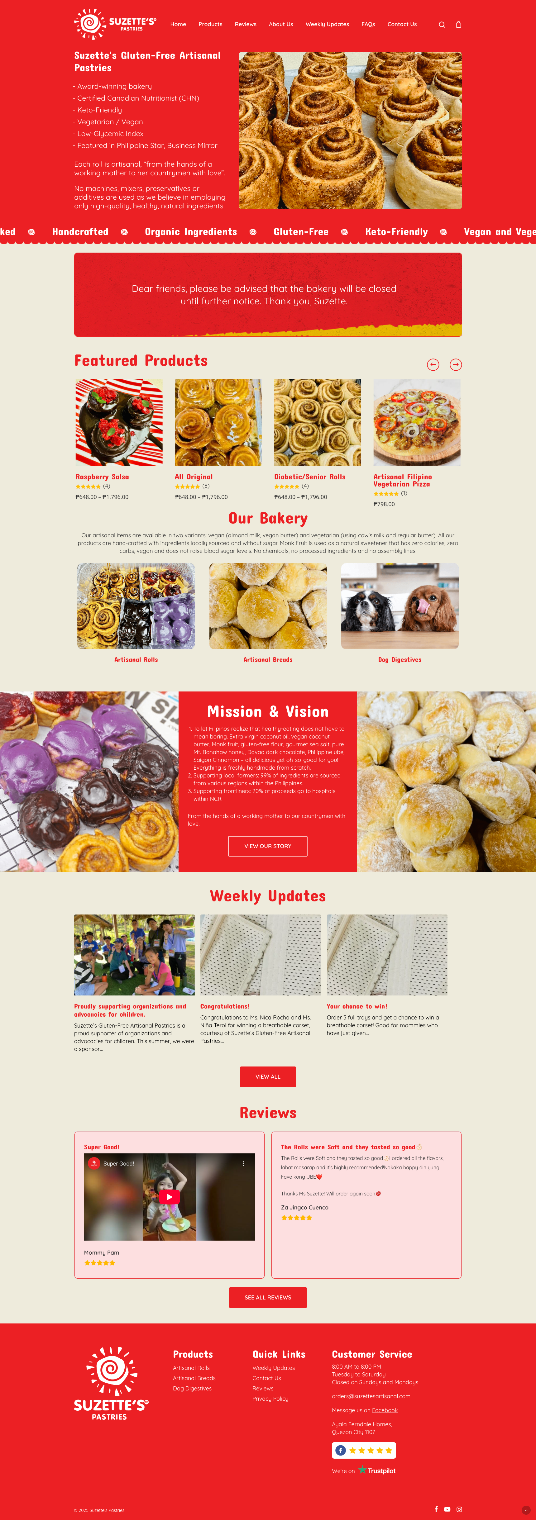 Suzette's Artisinal website screenshot