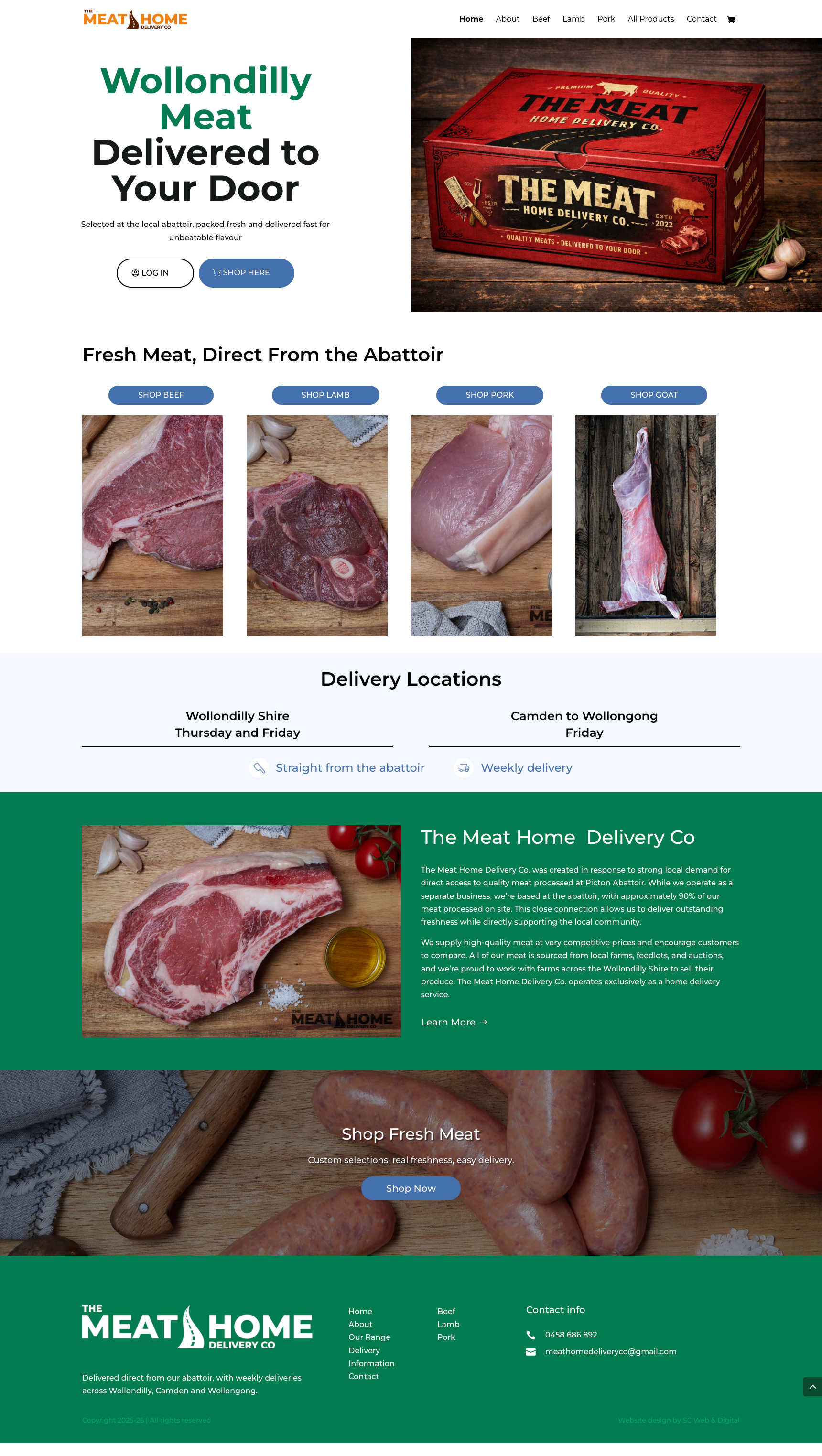The Meat Home Delivery Co website screenshot