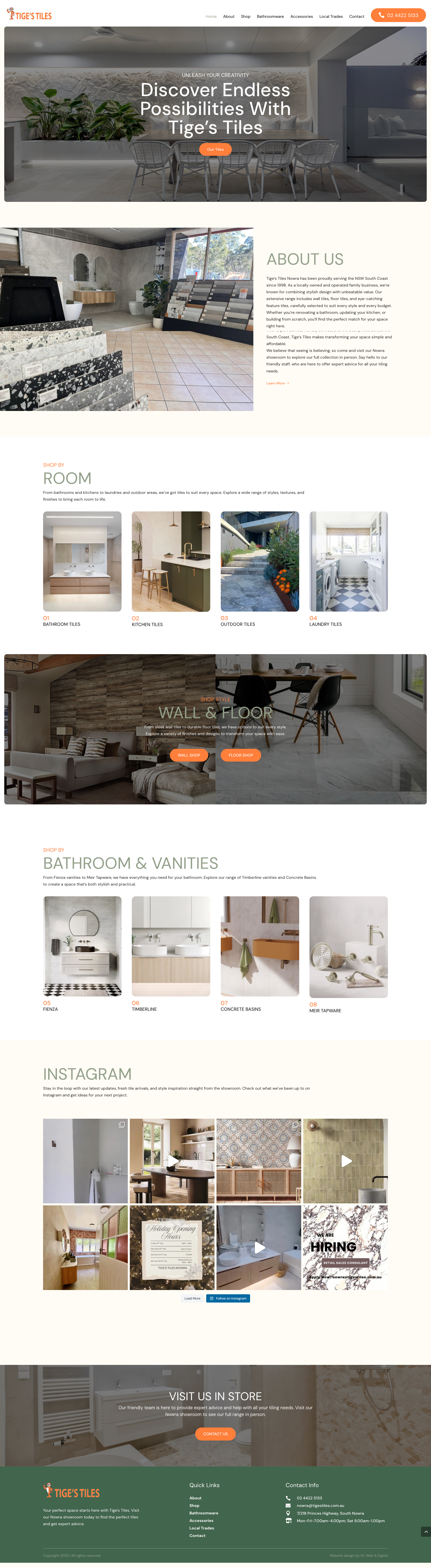 Tige's Tiles WooCommerce website screenshot