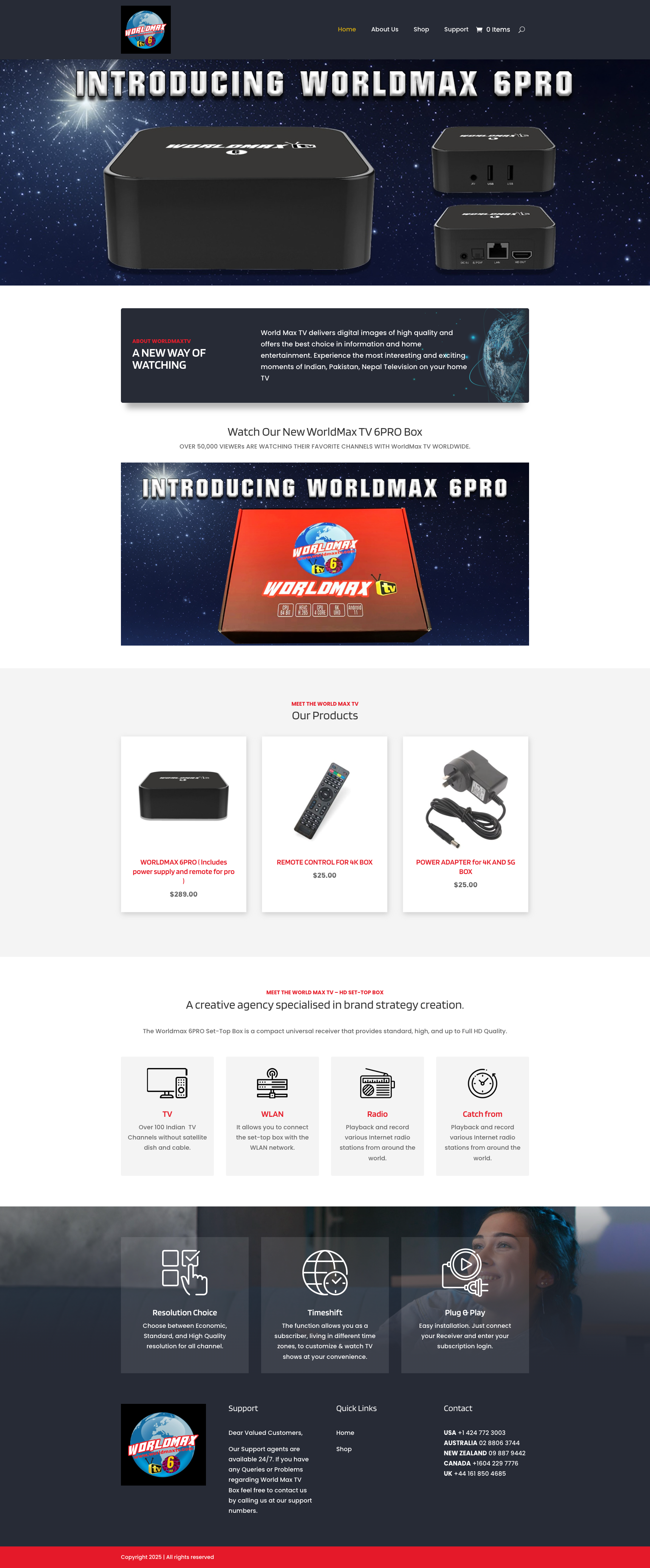 WorldMax TV website screenshot